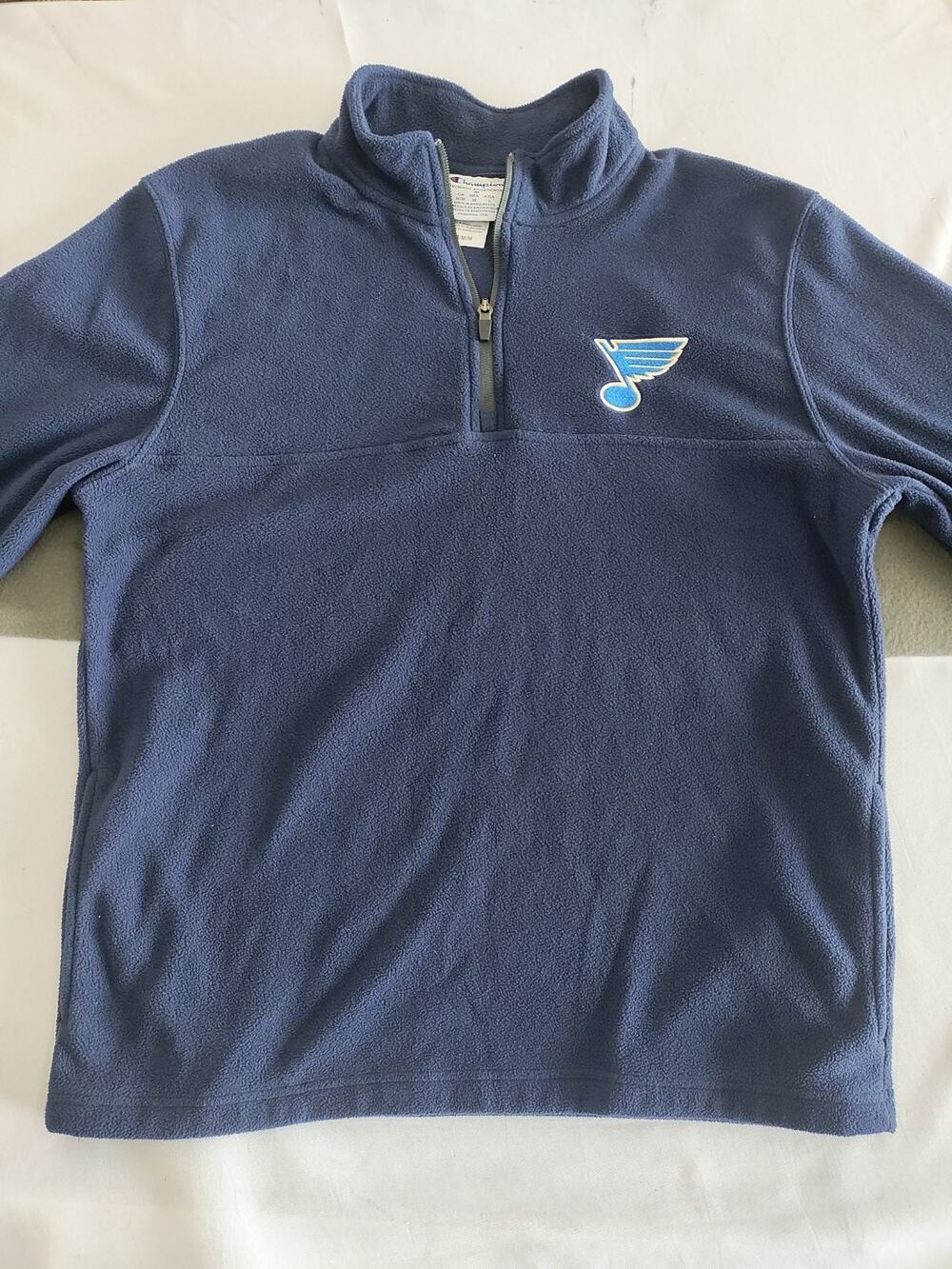 Champion St. Louis Blues NHL Men’s Sz M Jacket 1/4 Zip Blue Pullover Hockey